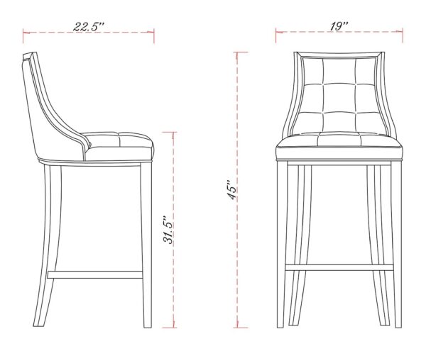 Manhattan Comfort Fifth Avenue Faux Leather Barstool in Light Grey (Set of 2)