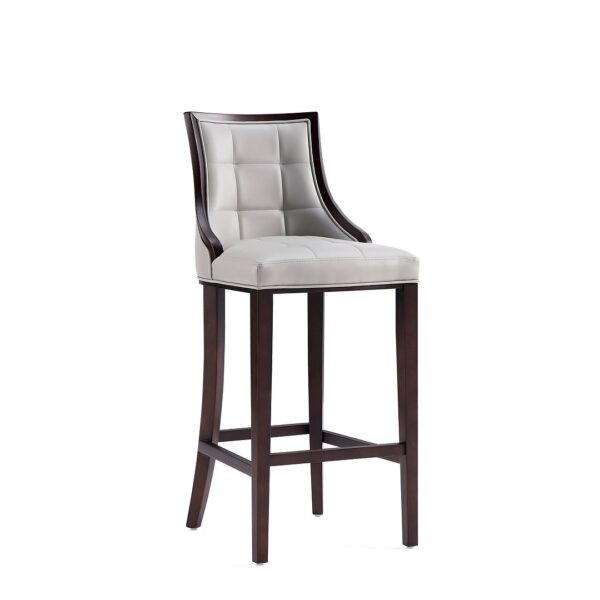 Manhattan Comfort Fifth Avenue Faux Leather Barstool in Light Grey (Set of 2)