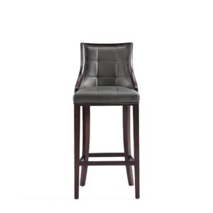 Manhattan Comfort Fifth Avenue Faux Leather Barstool in Pebble Grey (Set of 2)