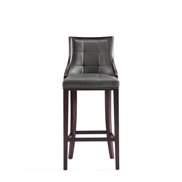 Manhattan Comfort Fifth Avenue Faux Leather Barstool in Pebble Grey (Set of 2)