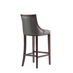 Manhattan Comfort Fifth Avenue Faux Leather Barstool in Pebble Grey (Set of 2)