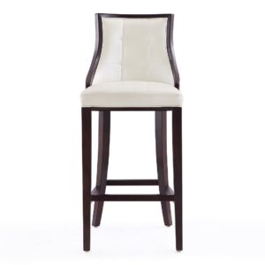 Manhattan Comfort Fifth Avenue 45 in. Pearl White and Walnut Beech Wood Bar Stool (Set of 2)