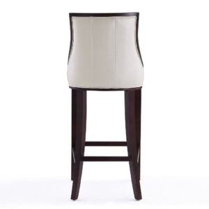 Manhattan Comfort Fifth Avenue 45 in. Pearl White and Walnut Beech Wood Bar Stool (Set of 2)