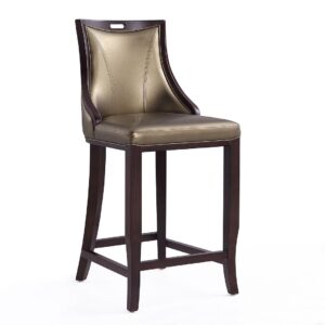 Manhattan Comfort Emperor 41 in. Bronze and Walnut Beech Wood Bar Stool (Set of 2)