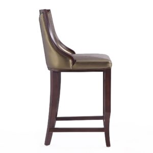 Manhattan Comfort Emperor 41 in. Bronze and Walnut Beech Wood Bar Stool (Set of 2)