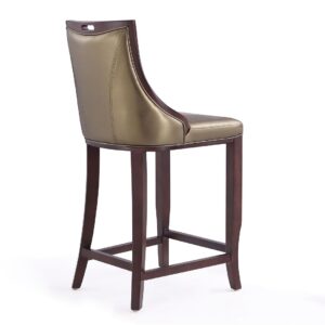 Manhattan Comfort Emperor 41 in. Bronze and Walnut Beech Wood Bar Stool (Set of 2)