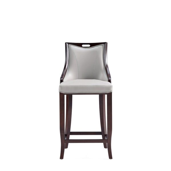 Manhattan Comfort Emperor Faux Leather Barstool in Light Grey (Set of 2)