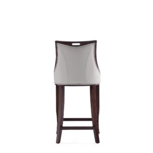 Manhattan Comfort Emperor Faux Leather Barstool in Light Grey (Set of 2)