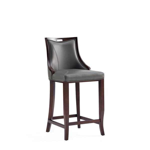 Manhattan Comfort Emperor Faux Leather Barstool in Pebble Grey (Set of 2)