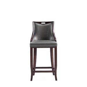 Manhattan Comfort Emperor Faux Leather Barstool in Pebble Grey (Set of 2)