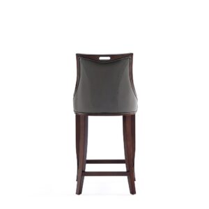 Manhattan Comfort Emperor Faux Leather Barstool in Pebble Grey (Set of 2)