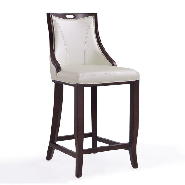 Manhattan Comfort Emperor 41 in. Pearl White and Walnut Beech Wood Bar Stool (Set of 2)