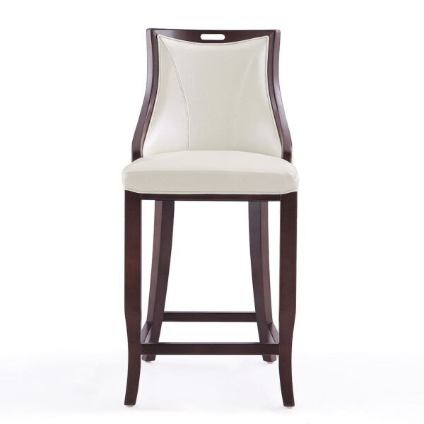 Manhattan Comfort Emperor 41 in. Pearl White and Walnut Beech Wood Bar Stool (Set of 2)