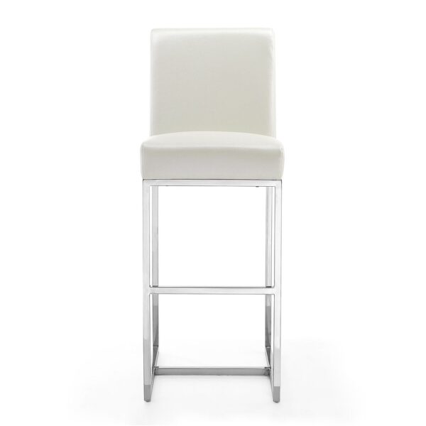 Manhattan Comfort Element 42.13 in. Pearl White and Polished Chrome Stainless Steel Bar Stool (Set of 2)