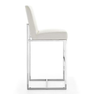 Manhattan Comfort Element 42.13 in. Pearl White and Polished Chrome Stainless Steel Bar Stool (Set of 2)