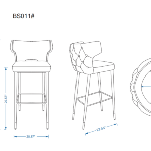 Manhattan Comfort Holguin 41.34 in. Cream, Black and Gold Wooden Barstool (Set of 2)