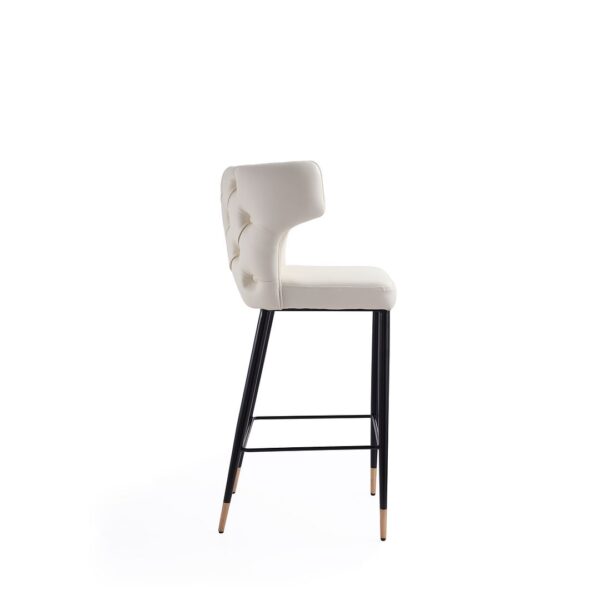 Manhattan Comfort Holguin 41.34 in. Cream, Black and Gold Wooden Barstool (Set of 2)