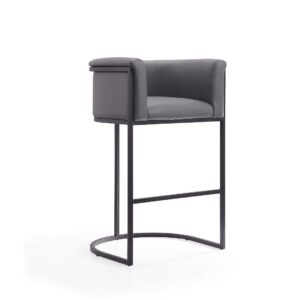 Manhattan Comfort Cosmopolitan 37.8 in. Grey and Black Metal Barstool (Set of 2)