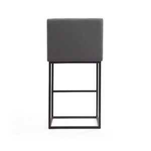 Manhattan Comfort Ambassador 42 in. Grey and Black Metal Barstool (Set of 2)