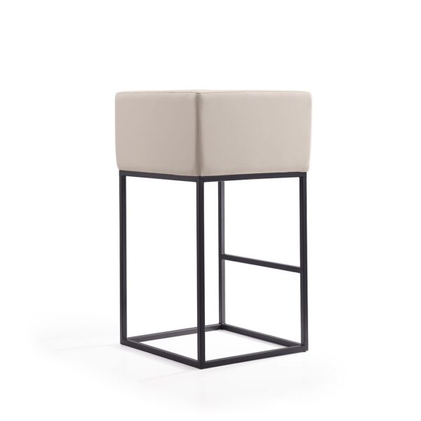 Manhattan Comfort Embassy 38 in. Cream and Black Metal Barstool (Set of 2)