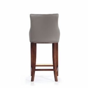 Manhattan Comfort Modern Shubert Barstool Upholstered in Dark Taupe Leatherette with Beech Wood Legs - Set of 2