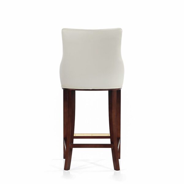 Manhattan Comfort Modern Shubert Barstool Upholstered in Ivory Leatherette with Beech Wood Legs - Set of 2