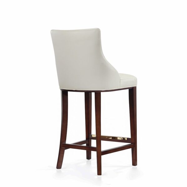 Manhattan Comfort Modern Shubert Barstool Upholstered in Ivory Leatherette with Beech Wood Legs - Set of 2