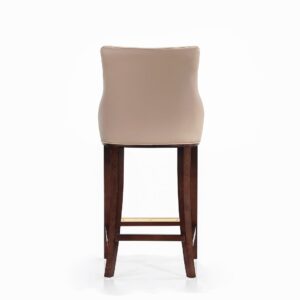 Manhattan Comfort Modern Shubert Barstool Upholstered in Tan Leatherette with Beech Wood Legs - Set of 2