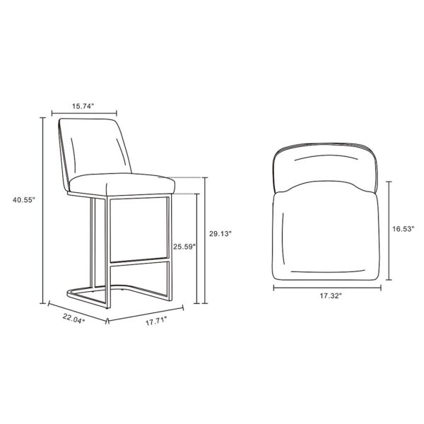 Manhattan Comfort Serena Modern Leatherette Upholstered Barstool in Light Grey - Set of 2