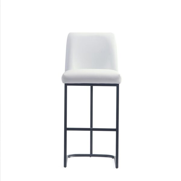 Manhattan Comfort Serena Modern Leatherette Upholstered Barstool in White - Set of 2