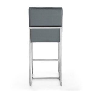 Manhattan Comfort Element 37.2 in. Graphite and Polished Chrome Stainless Steel Counter Height Bar Stool (Set of 2)