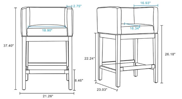 Manhattan Comfort Kingsley 34 in. Camel and Dark Walnut Beech Wood Counter Height Bar Stool (Set of 2)