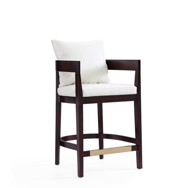 Manhattan Comfort Ritz 34 in. Ivory and Dark Walnut Beech Wood Counter Height Bar Stool (Set of 2)