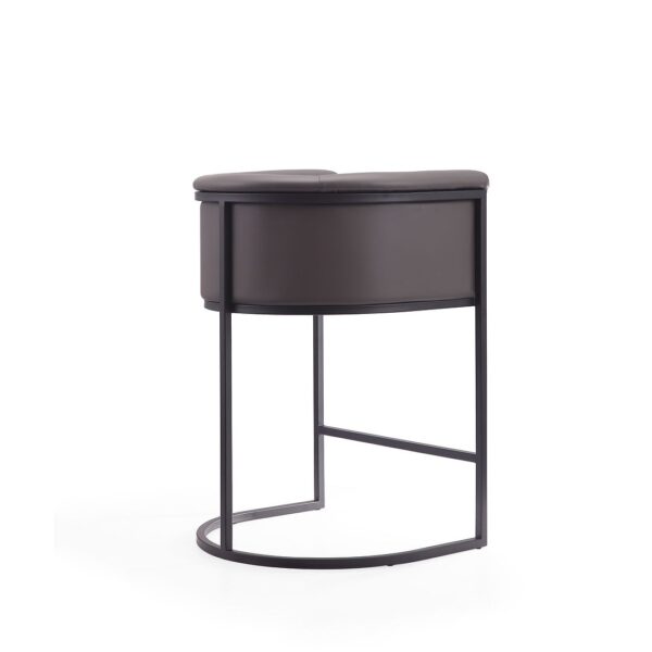 Manhattan Comfort Cosmopolitan 33.8 in. Pebble and Black Metal Counter Height Bar Stool (Set of 2)