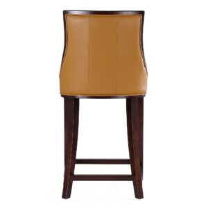 Manhattan Comfort Fifth Ave 39.5 in. Camel and Dark Walnut Beech Wood Counter Height Bar Stool (Set of 2)