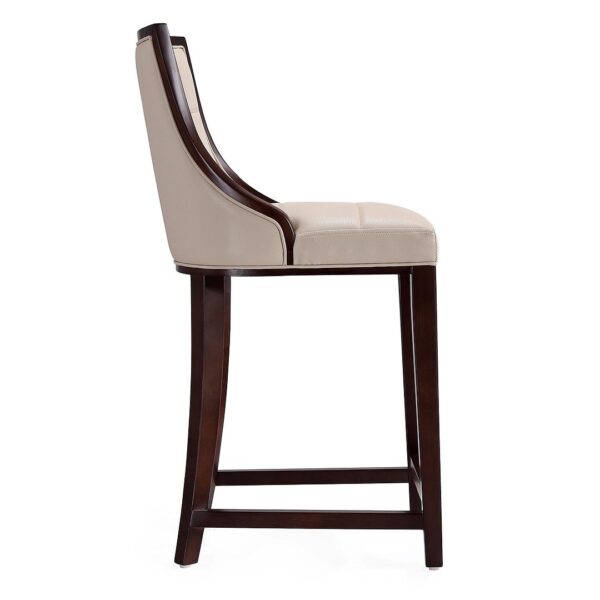 Manhattan Comfort Fifth Ave 39.5 in. Cream and Dark Walnut Beech Wood Counter Height Bar Stool (Set of 2)