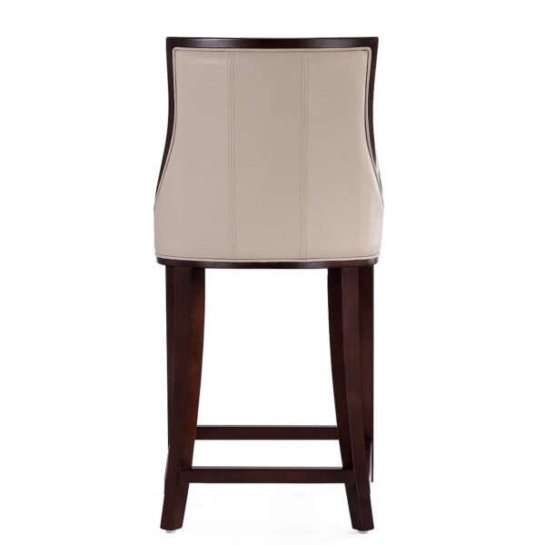 Manhattan Comfort Fifth Ave 39.5 in. Cream and Dark Walnut Beech Wood Counter Height Bar Stool (Set of 2)