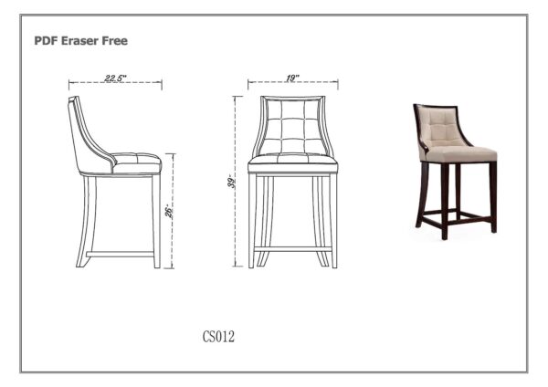 Manhattan Comfort Fifth Avenue Faux Leather Counter Stool in Pebble Grey (Set of 2)