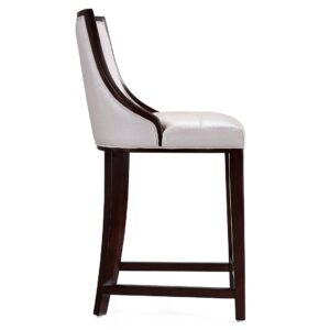 Manhattan Comfort Fifth Ave 39.5 in. Pearl White and Walnut Beech Wood Counter Height Bar Stool (Set of 2)