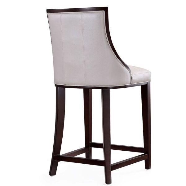 Manhattan Comfort Fifth Ave 39.5 in. Pearl White and Walnut Beech Wood Counter Height Bar Stool (Set of 2)