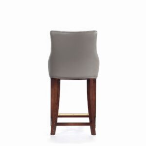 Manhattan Comfort Modern Shubert Counter Stool Upholstered in Dark Taupe Leatherette with Beech Wood Legs - Set of 2