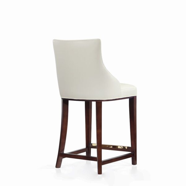 Manhattan Comfort Modern Shubert Counter Stool Upholstered in Ivory Leatherette with Beech Wood Legs - Set of 2