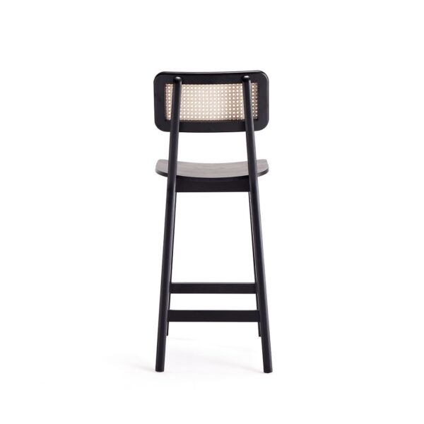 Manhattan Comfort Versailles Counter Stool in Black and Natural Cane - Set of 2