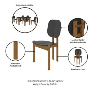 Manhattan Comfort Mid-Century Modern Gales Dining Chair with Solid Wood Legs in Black - Set of 4