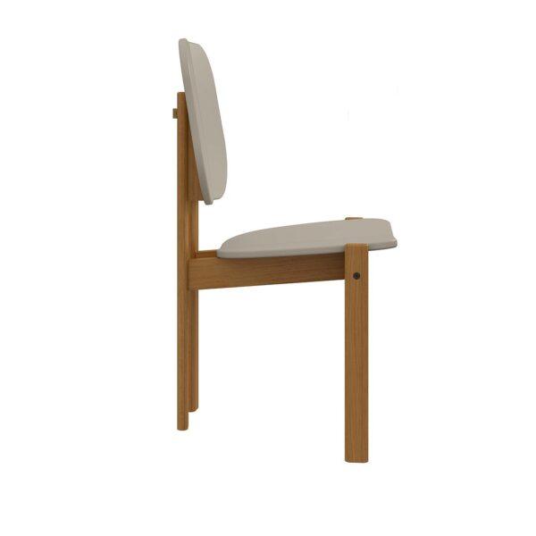 Manhattan Comfort Mid-Century Modern Gales Dining Chair with Solid Wood Legs in Greige - Set of 4