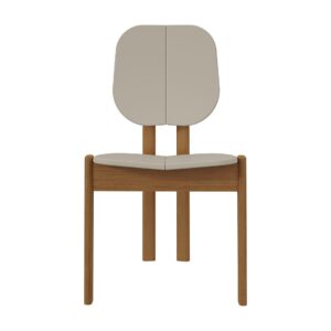 Manhattan Comfort Mid-Century Modern Gales Dining Chair with Solid Wood Legs in Greige - Set of 4