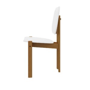 Manhattan Comfort Mid-Century Modern Gales Dining Chair with Solid Wood Legs in White - Set of 4