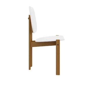 Manhattan Comfort Mid-Century Modern Gales Dining Chair with Solid Wood Legs in White - Set of 4