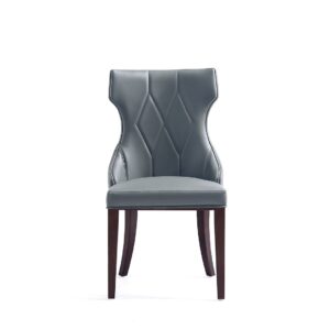 Manhattan Comfort Reine Faux Leather Dining Chair in Pebble Grey (Set of 4)