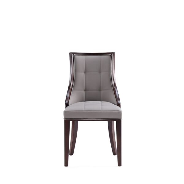 Manhattan Comfort Fifth Avenue Faux Leather Dining Chair in Grey and Walnut (Set of 4)